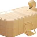 Portable Bathtub for Adult Large Foldable No Installation Bath Tub for Shower Stall, Bathroom Hot SPA Soaking Standing Tub (Gosling yellow, With lid, M(47.2''L33.9''W19.7''H))