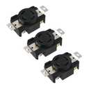 T Tulead 3 Pcs NEMA L16-30R 30A 480V 3 Pole 4 Wire Flush Mounting Locking Receptacle Industrial Grade Heavy Duty,Black