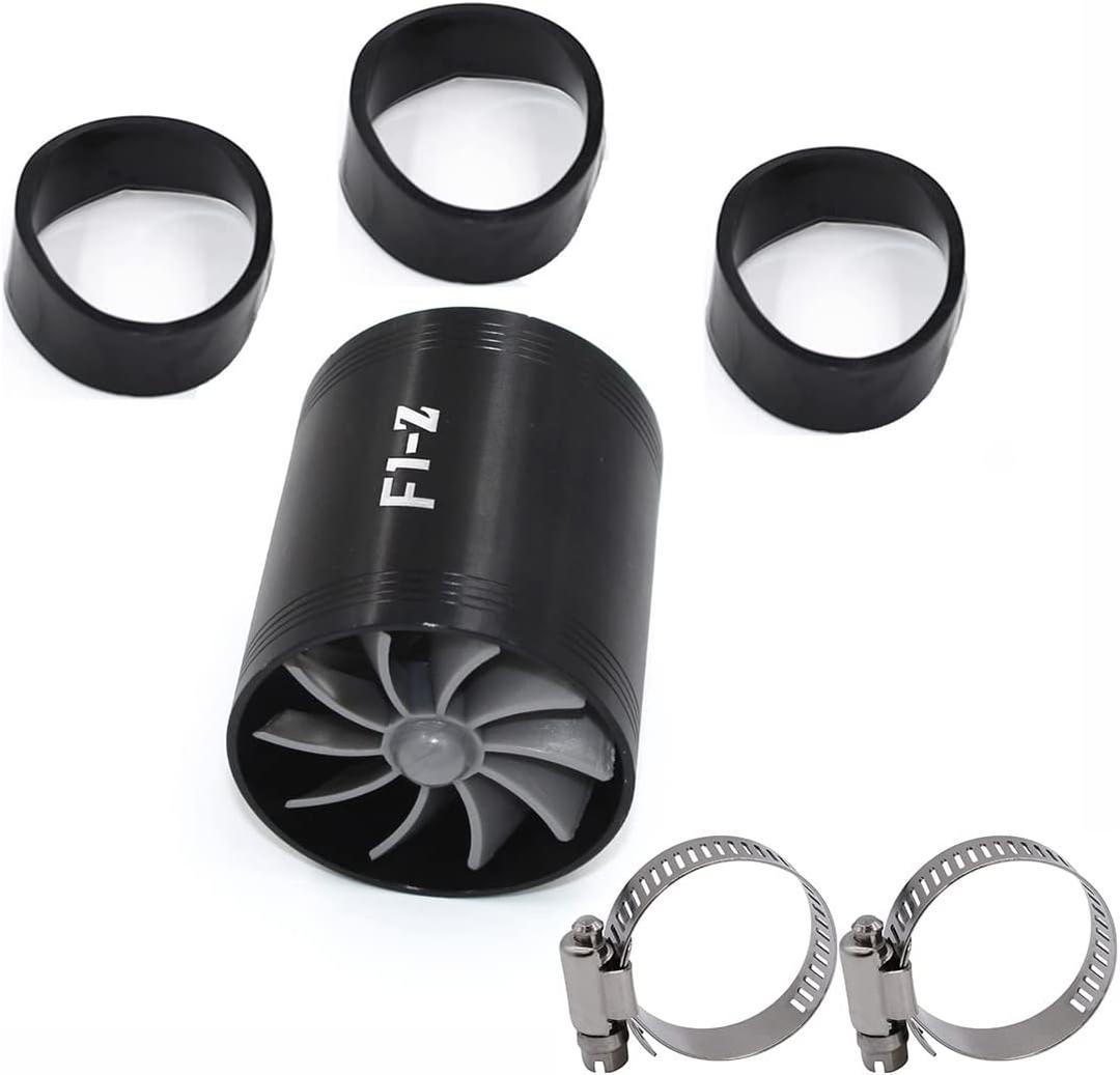 2.5" F1-Z Car Air Intake Turbonator , Dual Fan Turbine Super Gas Fuel Saver Turbo (Black)