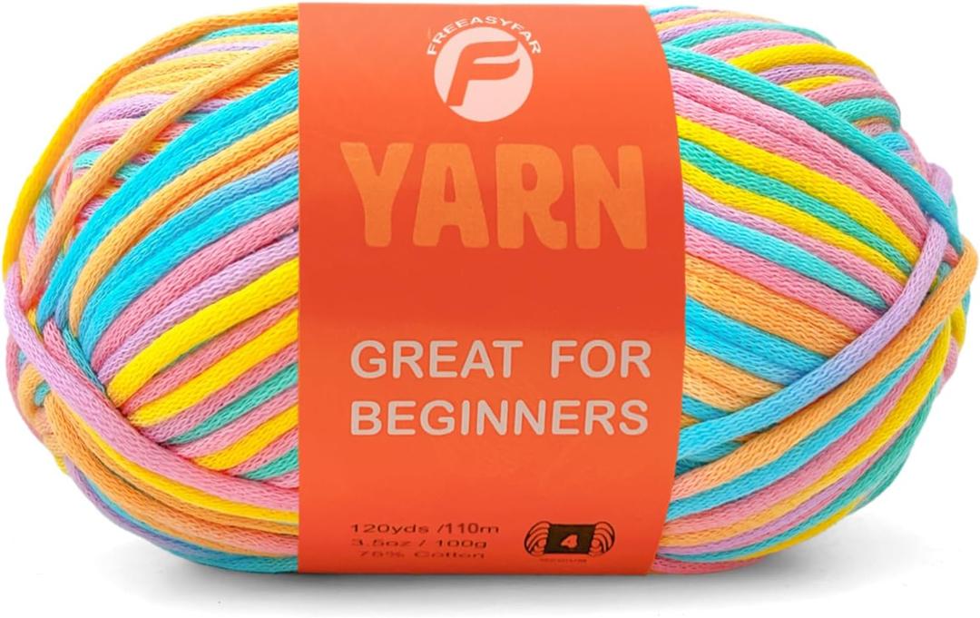 3.5Oz/120yds Pastel Beginner Easy Yarn for Crocheting and Knitting;Worsted-Weight Medium #4;Cotton Blend Yarn for Beginners Amigurumi DIY(Coral,1 Skein)