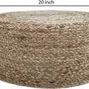 Jute Pouf Ottoman | Footrest Pouf | Hand Braided - Round Boho Pouffe - for Living Room, Bedroom, Nursery (20"x20"x10") Natural