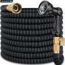 50 ft Expandable Garden Hose - Expanding Water Hose with 10 Spray Nozzles&3/4" Solid Brass Fittings - Retractable,FlexibleLightweight No-Kink Free&Tangle Car Washing Pipe for Yard,Outdoor