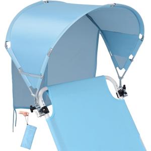 Universal Wind-Resistant Chair Umbrella Canopy, Foldable Portable UPF 50+ Sun Shade Attachment with Adjustable Clamp, Fits Most Beach, Camping, Lawn, Sports, Tanning, Zero Gravity Chairs & Wheelchairs, 16.9" L x 7.87" W x 2.36" H
