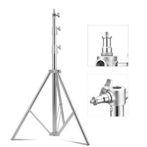 Stainless Steel Light Stand 110" /2.8m, Spring Cushioned Heavy Duty Tripod Stand with 1/4-inch to 3/8-inch Universal Adapter for Studio Monolight Softbox Reflector Photography Portrait Video