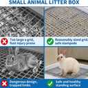 WUWEOT 2 Pack Large Rabbit Litter Box, Shallow Bunny Restroom Litter Tray, Small Animals Litter Pan Toilet Potty Trainer with Grate for Rabbit Hamster Ferret Rats Guinea Pigs Hedgehog Chinchillas
