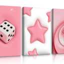 PXISMZZYXGS 3 Piece Pink Y2K Wall Art, 16x24 Inch Trendy Funky Preppy Dice Star Lucky 8 Ball Canvas Prints, Ready to Hang for Girls Room Dorm Bedroom Game Room Apartment