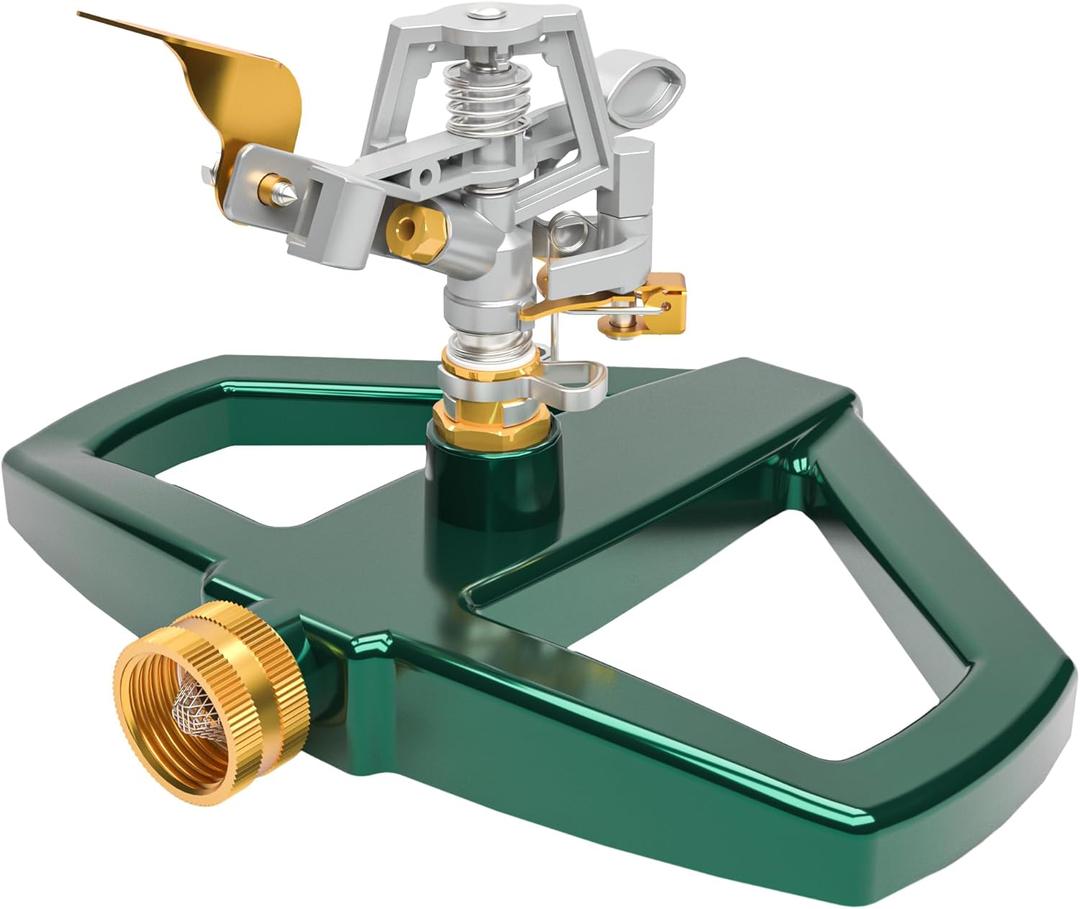 Hourleey Impact Sprinklers for Yard, Heavy Duty 360 Degree Rotating Pulsating Lawn Sprinkler with Metal Base for Garden Large Area, Water Coverage up to 5,800 Sq. Ft Hourleey Impact Sprinklers for Yard, Heavy Duty 360 Degree Rotating Pulsating Lawn Sprinkler with Metal Base for Garden Large Area, Water Coverage up to 5,800 Sq. Ft