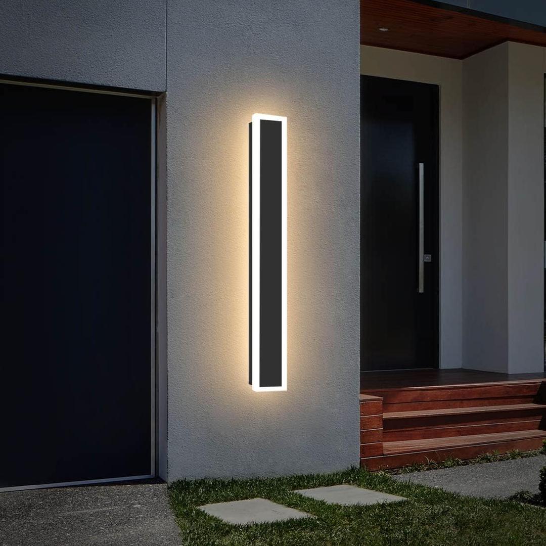 36IN Modern Outdoor Wall Light LED Long Exterior Light Fixture IP65 Waterproof Wall Lamps, Dimmable 30W 2700LM Black Wall Sconce, 3000/4000/5000KSelectable, ETL Listed