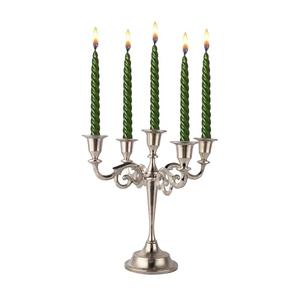 Rely+ 5 Arm Candelabra Taper Candle Holders Decorations Indoor Kitchen Décor Table Candles Candlestick Candelabra Centerpiece (Silver)