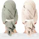 ROLSHOL 2 Packs Large Microfiber Hair Towels for Women, Super Absorbent & Quick Dry Hair Towel Wrap for Curly Hair Long & Short Hair- Anti-Frizz Hair Turbans for Wet Hair (Green & Clay)