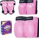 Nattork Knee Pads for Kids Youth AudltKnee and Elbow Pads with Wrist Guards 6 in 1 Protective Gear Set for Skateboard, Roller Skate, Inline Skates, Cycling and Scooter Boys Girls (M-Teens and Adults, Pink)