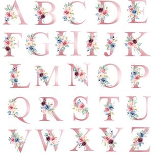 26 PCS Iron on Patches English Letters Flowers Patch Embroidered Heat Transfer Patches Iron on Applique Patch for T-Shirt Jeans Dress DIY Art Decoration
