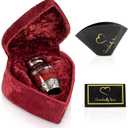 Small Keepsake Cremation Urns for Human Ashes with Velvet Heart Case and Funnel - Crimson : Deep Red Brass Hand Engraved Mini Memorial Urn