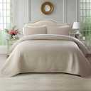 Oversized King Quilt Set 112"x106"  Soft Washed 3-Layer Lightweight California King Bedspread, Minimalist Nordic Design, All-Season Spring & Summer Quilt Set (1 Quilt + 2 Pillow Shams),Light Taupe