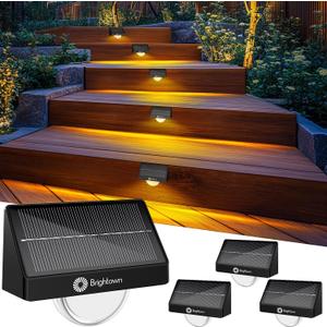 Brightown Solar Step Lights for Outside, 4 Pack Solar Stair Lights Outdoor Waterproof IP68, Multiple Color Modes Step Light Outdoor for Garden Stair, Front Step, Front Porch, Deck, Sidewalk and Patio