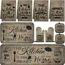 10 Pcs Farmhouse Kitchen Decor and Accessories Set 4 Kitchen Towels 2 Pot Holders 2 Oven Mitts 2 Rugs for Cooking Baking Mom Housewarming Gifts(Vintage Color,Classic Style)