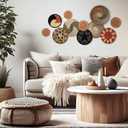 Tatuo 11 Pcs Boho Wall Basket Decor Bulrush Woven Wall Hanging Art Round Farmhouse Rustic Handmade Wicker for Summer Home, Bedroom, Living Room, Kitchen Decorations, Multi Sizes(Classic)
