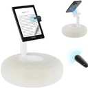 VOLTIFYMAX Magnetic Kindle Holder with Page Turner, Cozy Pillow Kindle Stand for Reading, 360° Adjustable Phone Holder for Bed, Small Bowl for Tablet Stand with Stable Suction Base (White)