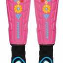 Vizari Blossom Toddler Soccer Shin Guards for Girls - Dual-Layered Protection - Ventilated Football Shin Pads with Ankle Protection, Pink/Blue, XXS, Stylish Design Ankle Guard with Adjustable Fit