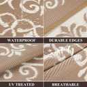 Pauwer Outdoor Rug 8x10, Waterproof Plastic Straw Camping Rug, Floral Brown