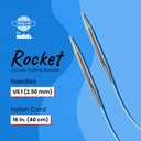 skacel by addi Rocket Circular Knitting Needles, Fixed 16 Inch (40 cm) Plated Brass Tips with Flexible Nylon Cord, 2.5 mm (US Size 1)