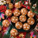 12 Pack Mexican Christmas Tree Ornaments 2.36 Inch Talavera Decorations Balls, Plastic Hanging Decor for Xmas Holiday Party Spanish Our Lady of Guadalupe Gifts(Brown and White,Retro)