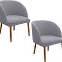 SZJIAHTM 2 Pcs Dining Chair Cover Armchair Wingback Round Curved Back Chair Cover Soft Stretch Mid Century Modern Accent Chair Slipcover for Kitchen Living Room (One Size, Grey)