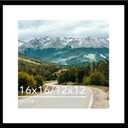 Wood 16x16 Picture Frame with 12x12 Mat Black, Display 12x12 with Mat or 16x16 without Mat, Wood 16 by 16 Photo Frame, 16 x 16 Frame for Wall Hanging Display, Black