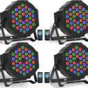 Dj Lights, 36 LED RGB Par Light Stage Lights with Sound Activated Remote & DMX Control Uplights for Weddings KTV Disco Christmas Party Lighting(4Pack)