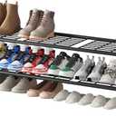 LINZINAR Shoe Rack 2 Tier Storage Organizer for Closet Entryway Metal Black