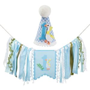 Baby Boy Birthday Party Decorations Blue Highchair Banner Birthday Party Decoration Supplies ,Photoshoot Props Photo Props(Blue)