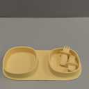 Silicone Foldable Novelty Dinner Plates,Baby Plates Travel Essential with Forks and Spoons,Microwave & Dishwasher Safe,Lemon