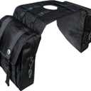 Larswon Universal Water-resistant ATV Tank Bag - Heavy-Duty Motorcycle Saddle Storage Compatible with Sportsman, Grizzly, KingQuad & Most ATV/UTV/Snowmobile Accessories Black