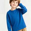 Toddler Boys Long Sleeve T-Shirts Kids Basic Crewneck Cotton Tee Shirts