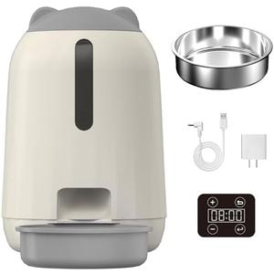 Smart Automatic Cat Feeders - Dual Power Supply, 3L Automatic Pet Feeder (Grey-Button Version)