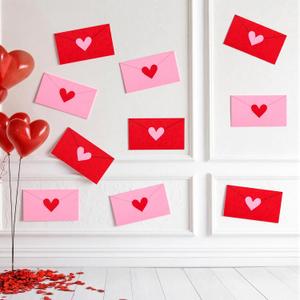 Tinlade 10 Pcs Large Valentine's Day Envelopes Decor 12 Inch Red Pink Love Heart Blank Felt Envelopes Wall Window Decor Letter Backdrop for Galentine's Day Classroom Office Valentines DIY Decorations