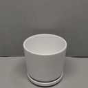 Ekirlin 7 inch Plant Pots,Ceramic Flower Planters Indoor,Modern Succulents Containers with Drain Hole Saucer,Decorate Home,Office & Outdoor (White)