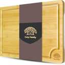 Cosy Family Wood Cutting Boards for Kitchen - XXL - Bamboo Cutting Boards with Juice Groove, Serving Board Set, Thick Chopping Board for Meat, Veggies, Easy to clean (Natural)