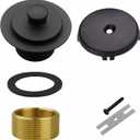 Matte Black Tub Drain and Overflow Kit with Single Hole Overflow Faceplate, Welsan Universal All Metal Lift & Turn Black Bathtub Drain Kit with Fine/Coarse Thread Conversion Twist Trim Kit Assembly