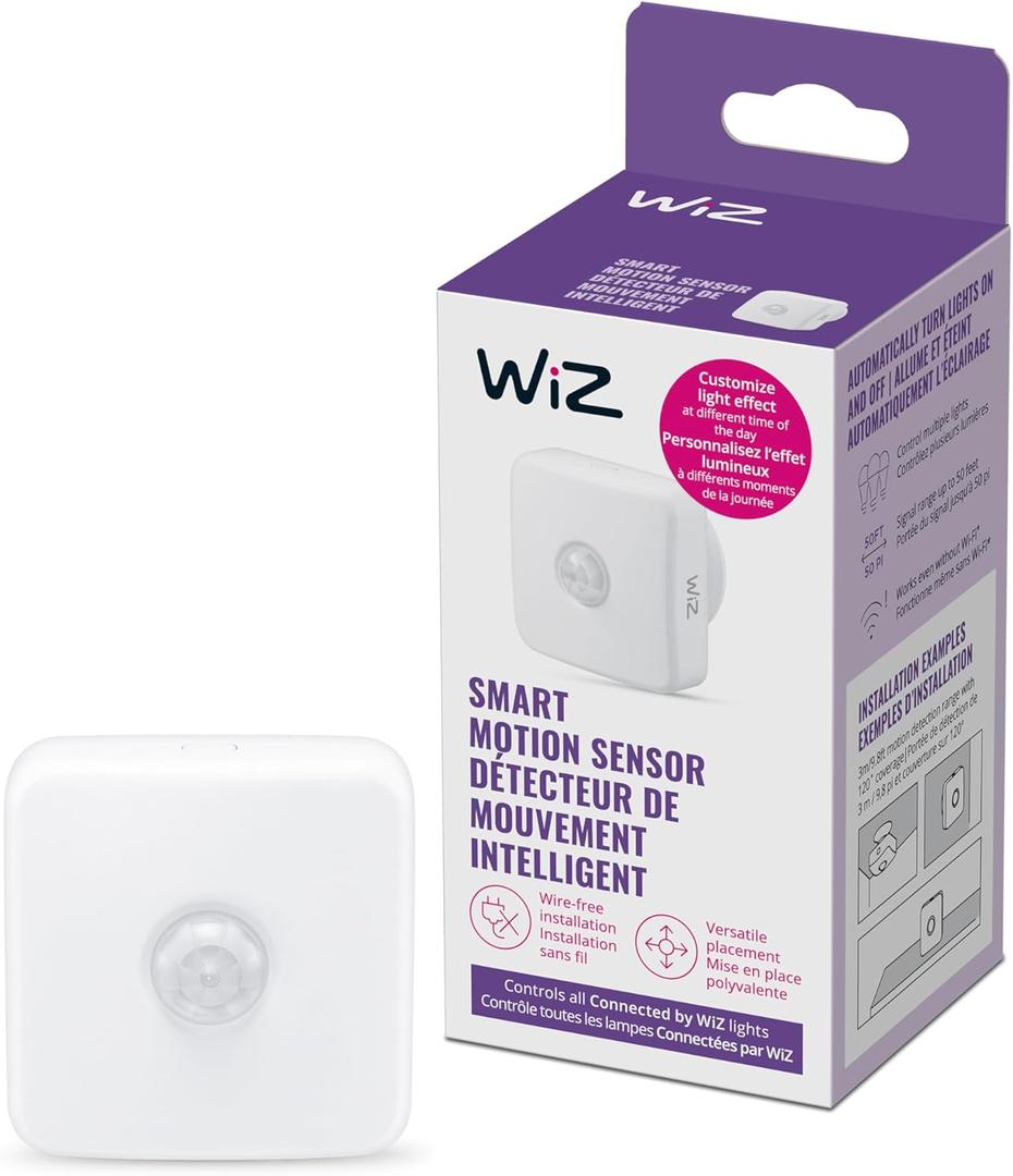 WiZ Indoor Motion Sensor - Connects to Your Wi-Fi- Works with WiZ Connected Products - Smart Motion Sensor - Batteries Included - White - 1 Pack