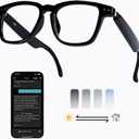 MNVOEQ AI Smart Wireless Bluetooth Translation Glasses for Men/Women with Speakers/Bluetooth&140+ Languages Translation Sports/Travel/Drive/Busniess (C1+AI+Color Change Lenses+Black)