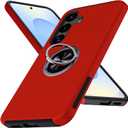 for Galaxy S25 Case, Military-Grade Shockproof Cover, with Ring Holder Kickstand Rotatable Invisible, for Samsung S25 Case, Slim Fit Protective Case for Samsung Galaxy S25, 6.2, Red