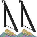 HOLDN STORAGE Over The Door Hanger - Single Foldable Rack Organizer for Hanging Clothes, Coats & Towels, Ideal for Dorm Rooms, Laundry, Bathrooms, Etc - Holds up to 20 LBs - Black (2 Pack)