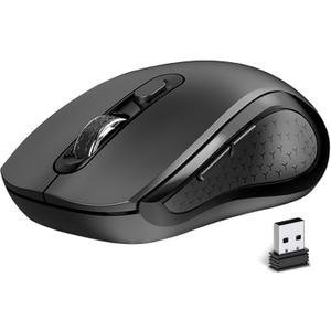Wireless Mouse Ergonomic, Side Buttons Mouse, 2400 DPI, Silent and Anti Slip Roller Cordless Mice, 2.4Ghz with USB Receiver, 6 Buttons, Suitable for Laptop PC Chromebook and Windows 11/10/7  Black