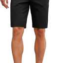 GINGTTO Mens Slim Fit Shorts 9" Inseam Stretch Chino Shorts (34, Black)