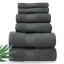 Alusa Home Ultra Soft & Plush Viscose from Bamboo Bath Towels - 700 GSM Luxury Bath Towels - 6 Piece Set - Super Absorbent & Quick Drying (Granite Grey)