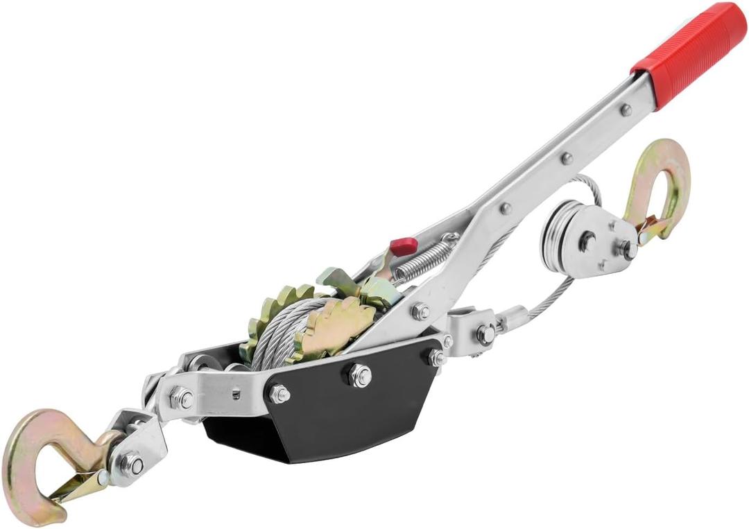 VEVOR Come Along Winch, 2 Ton (4,409 lbs) Pulling Capacity, 12 ft Steel Cable, 2 Hooks, Heavy Duty Ratchet Power Puller Tool with Dual Gears, Automotive Hoist Cable Puller Ideal for Vehicle Rescue