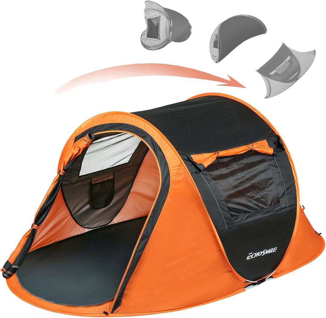 EchoSmile Pop Up Camping Tent, 2 Person Easy Setup Tent, Water Resistant Dome, Portable with Carry Bag