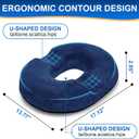Donut Cushion Memory Foam Hemorrhoids Cushion for Postpartum & Coccyx & Tailbone Pain Pressure Relief for Office Chair, Wheelchair, Office, Car Seat (Blue)