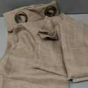 LAMIT Short Linen Curtains 45 Inch Long 2 Panels for Kitchen, Brown Light Filtering Panels Bronze Grommet Burlap Textured Window Drapes for Cafe/Windows/Dining Room, 34 x 45 Inch